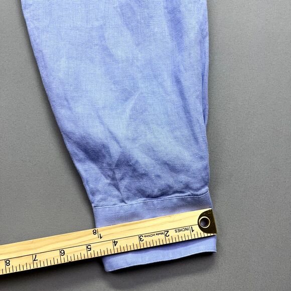 Finest Pure 100% Linen Classic Fit Long Sleeve Button Shirt Blue Men's Sz L - Picture 9 of 14